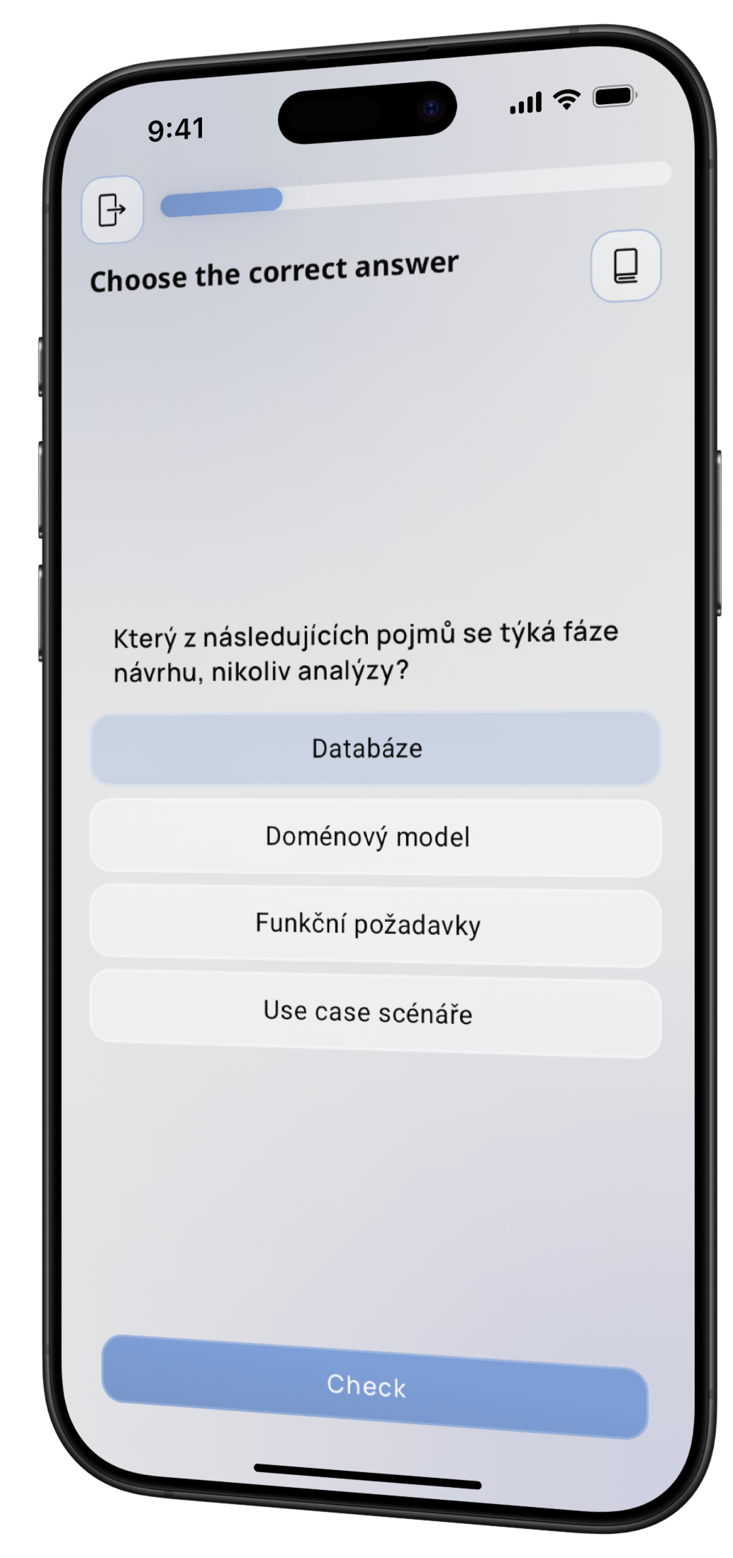 single option question screen